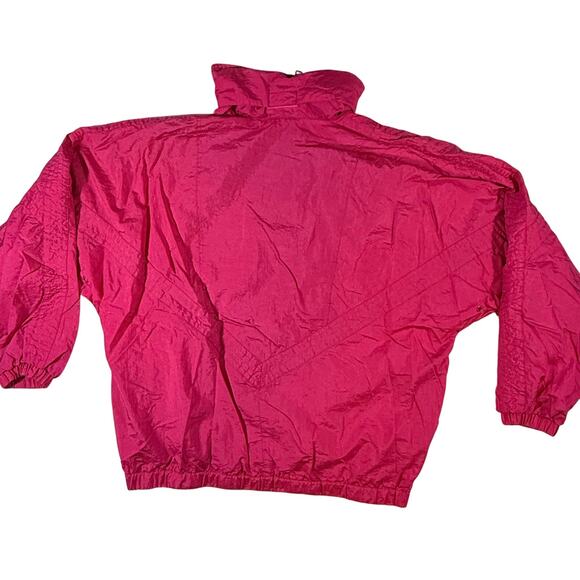 Vintage 90s Pacific Trail Hot Pink Windbreaker Jacket XL Hood Zip Pockets - Picture 4 of 10